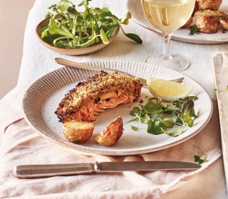 Salmon Rarebit with a Lemon & Herb Crumb